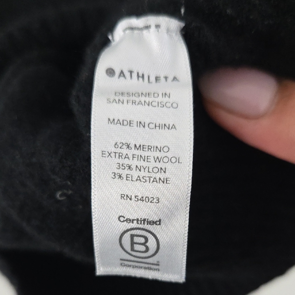 Athleta Black Merino Wool Sweater with White Accents - Picture 7 of 7